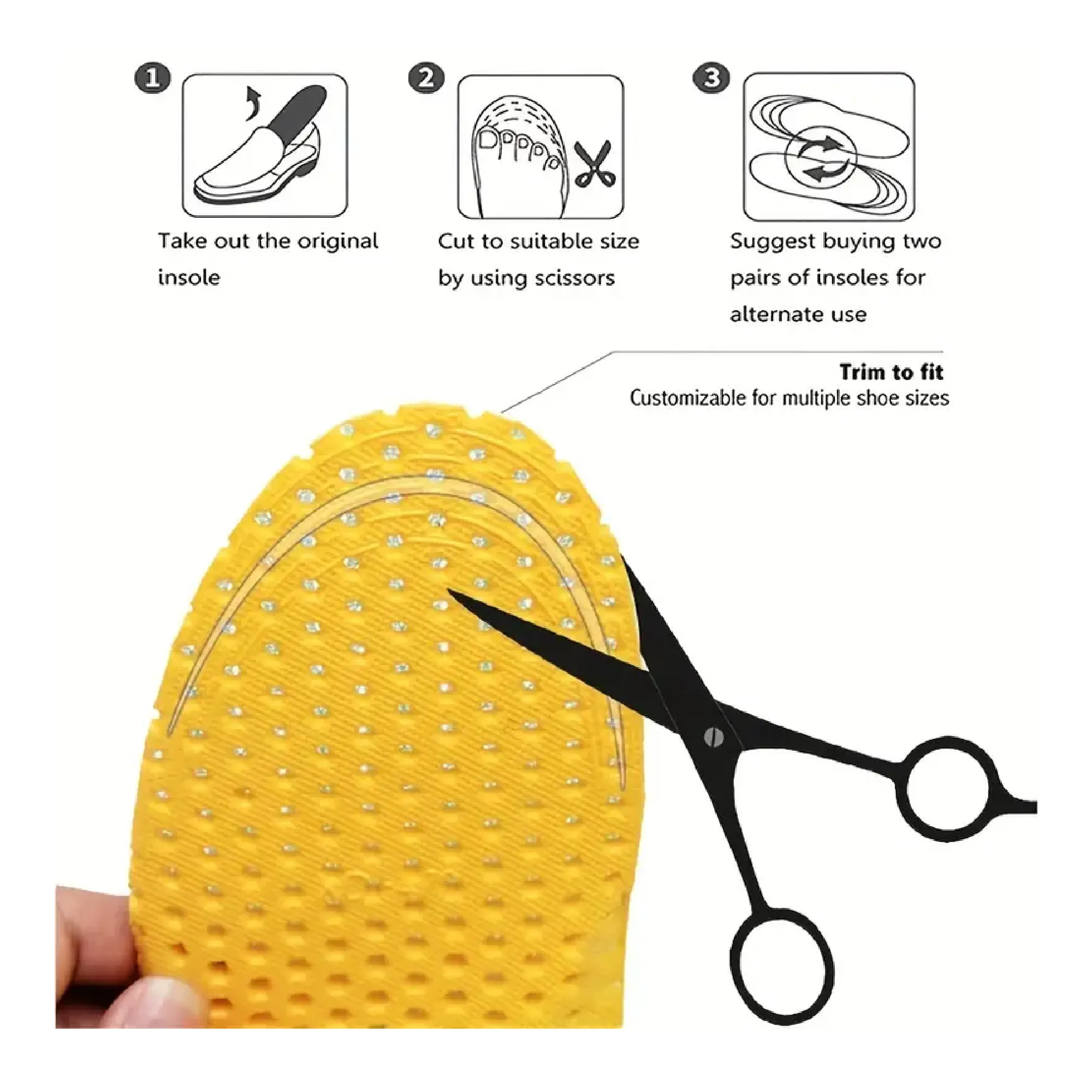 3 Pairs of Breathable Insoles for Sports Shoes - Keep Your Feet Cool and Comfortable!