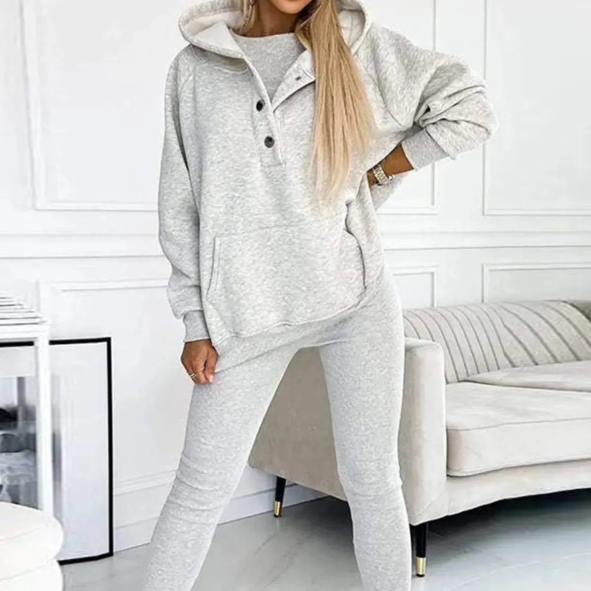 3pcs Women's Sports Hooded Suit