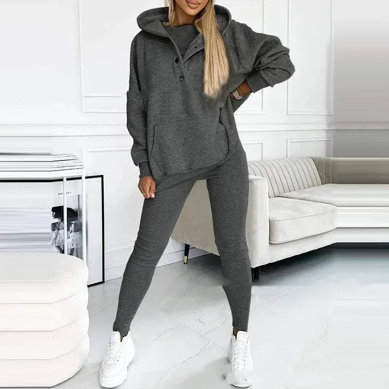 3pcs Women's Sports Hooded Suit