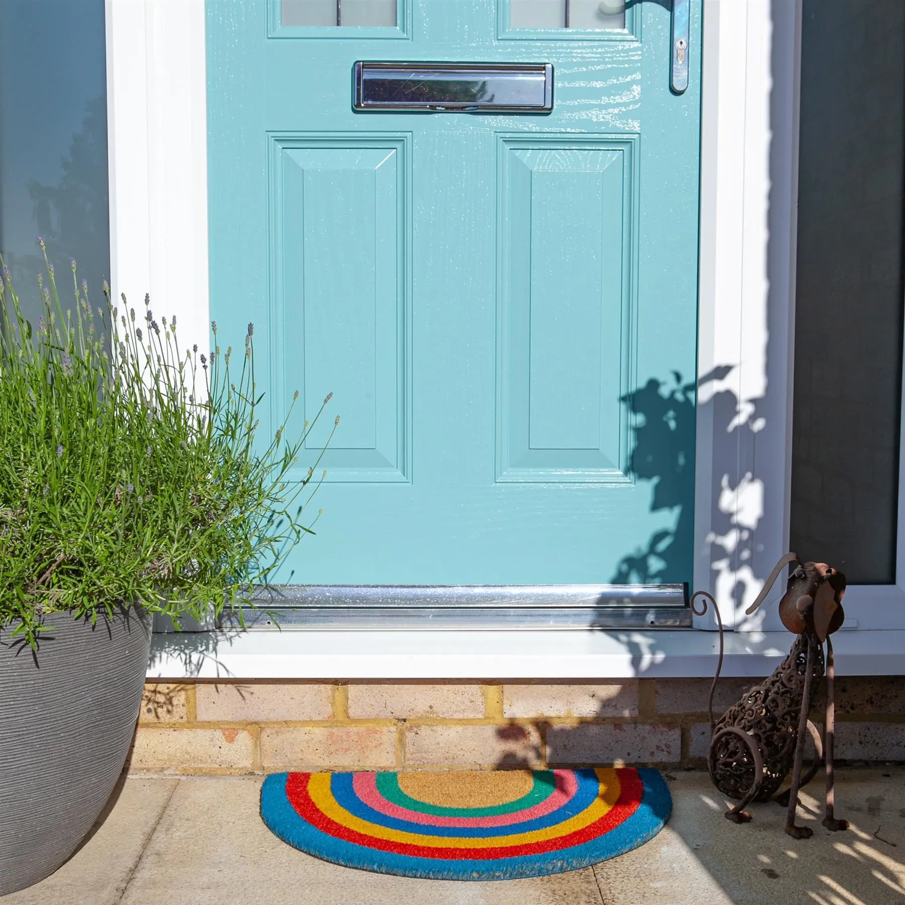 60cm x 40cm Pastel Rainbow Coir Half Moon Door Mat - By Nicola Spring