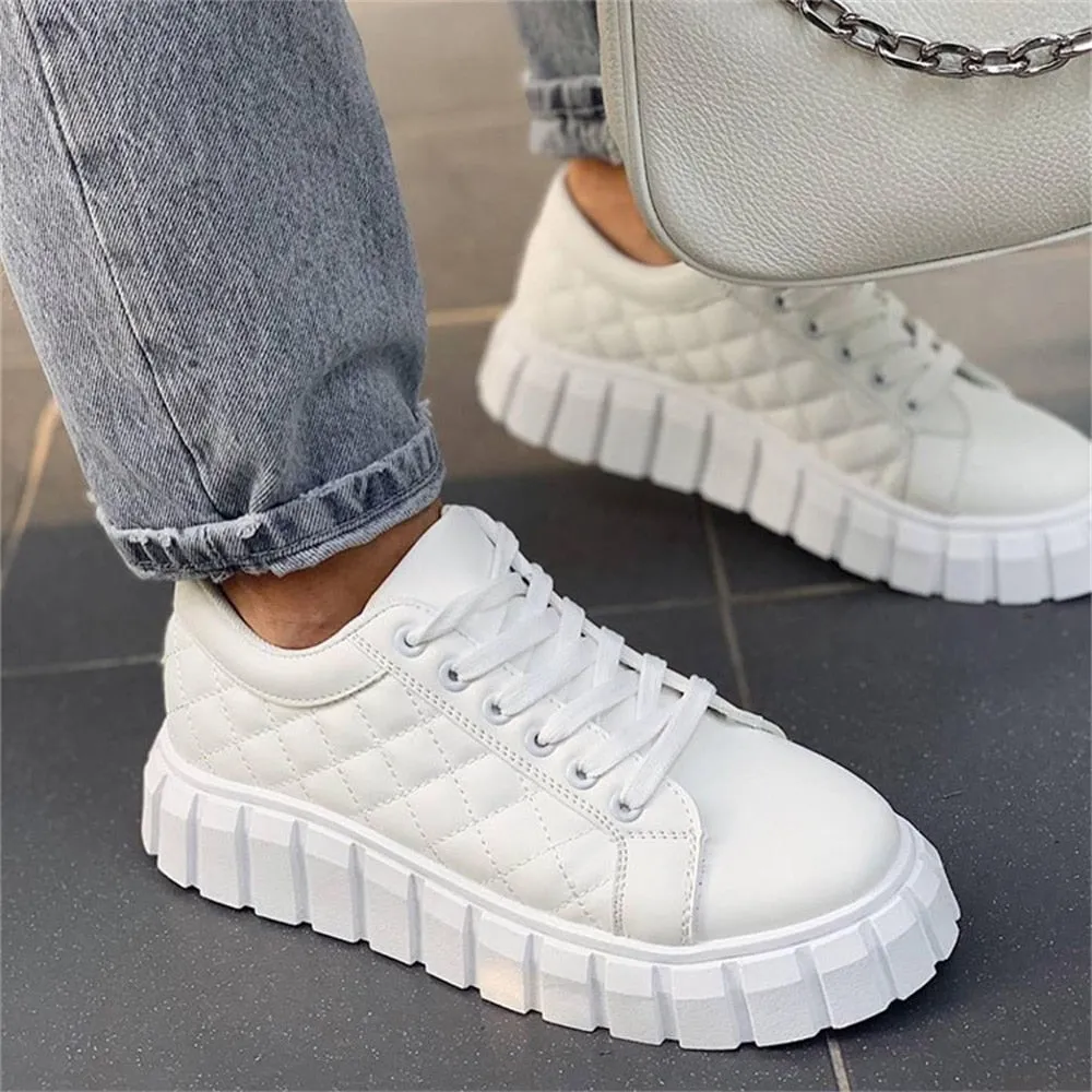 Amozae-  Autumn Black Sneakers Women 2024 New Fashion Lace Up Ladies Comfy Flat Casual Shoes 43 Big Size Female Outdoor Sport Shoes