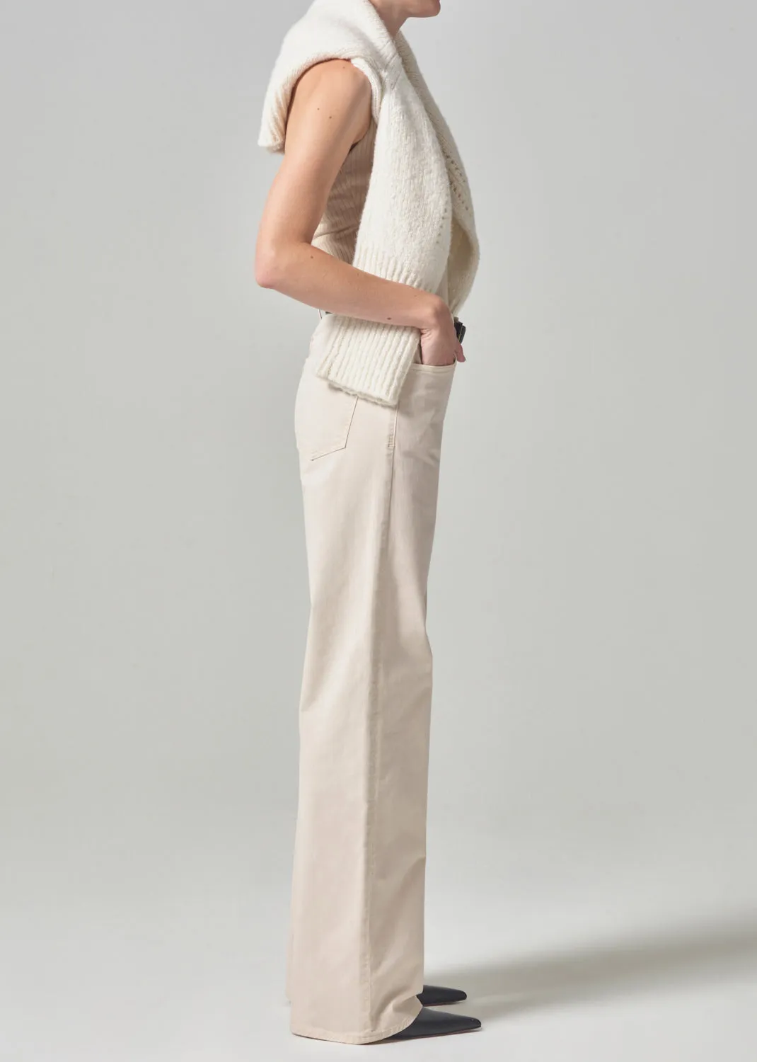 Annina High Rise Wide Leg 30" in Almondette