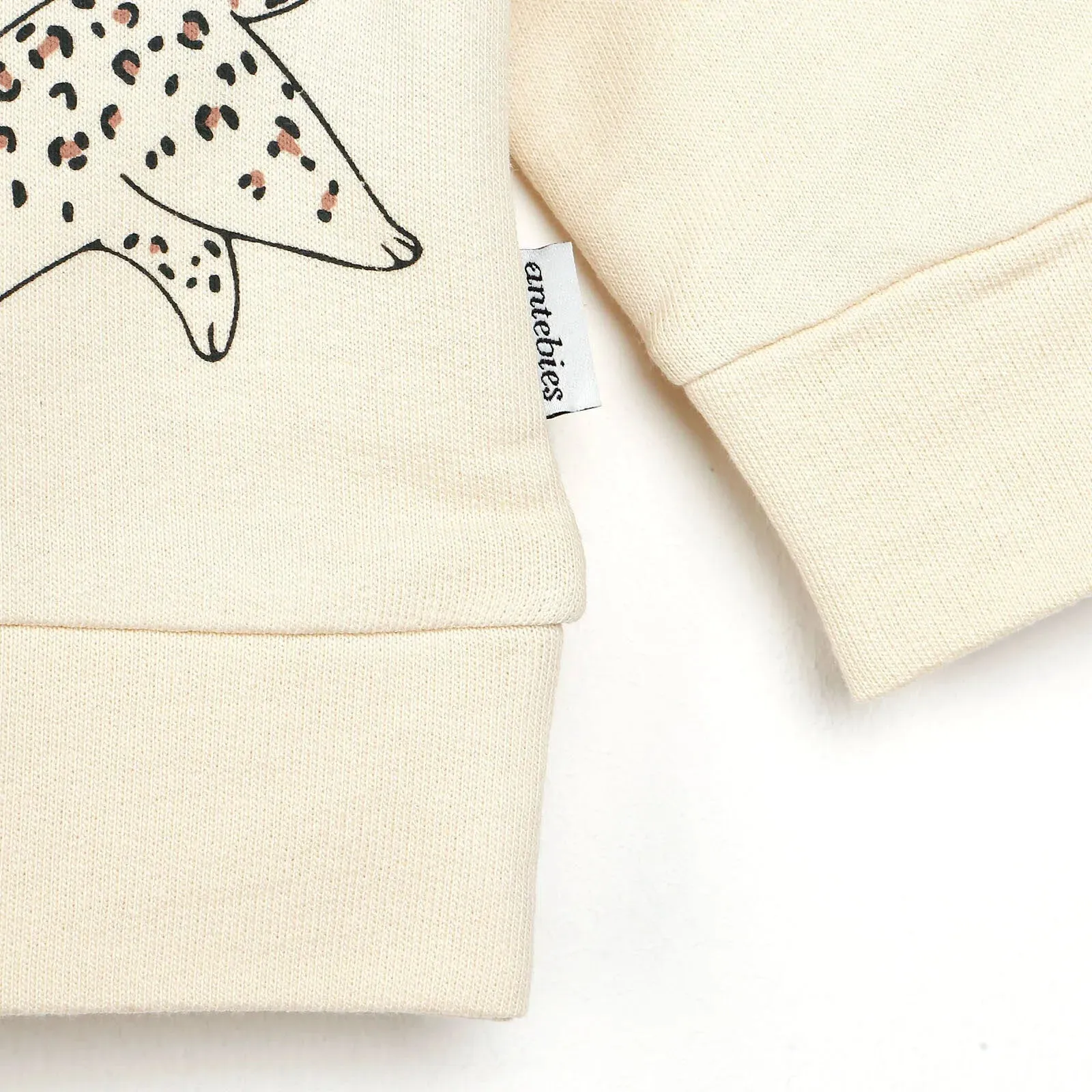 Antebies Newborn Cheetah Organic Sweatshirt - Beige