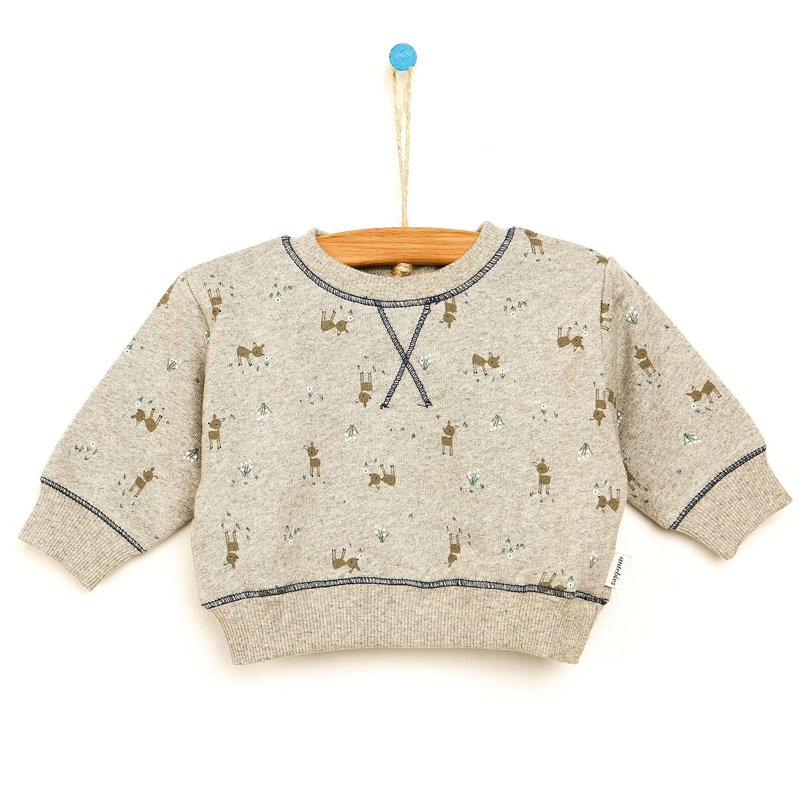 Antebies Newborn Deer Organic Sweatshirt - Grey