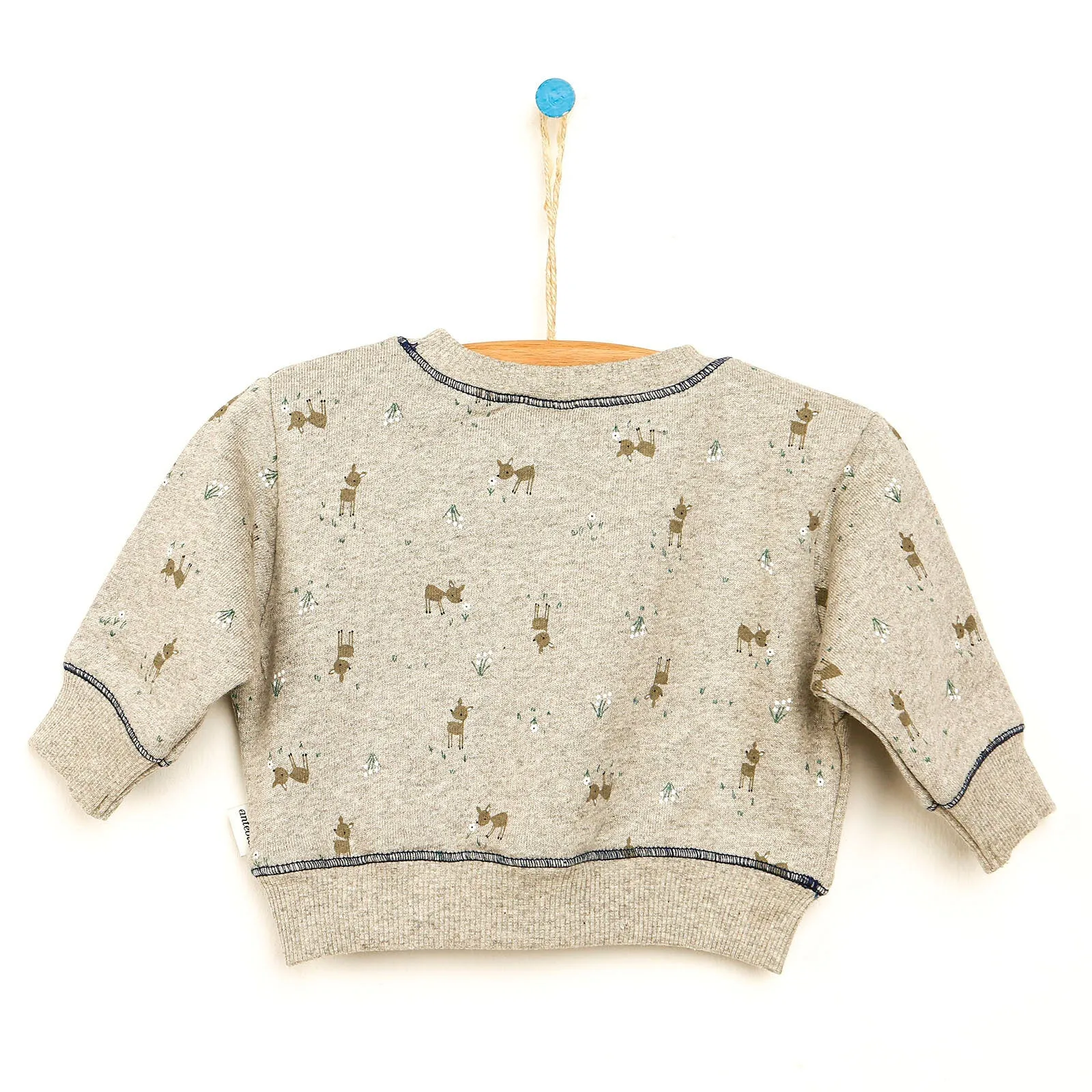 Antebies Newborn Deer Organic Sweatshirt - Grey