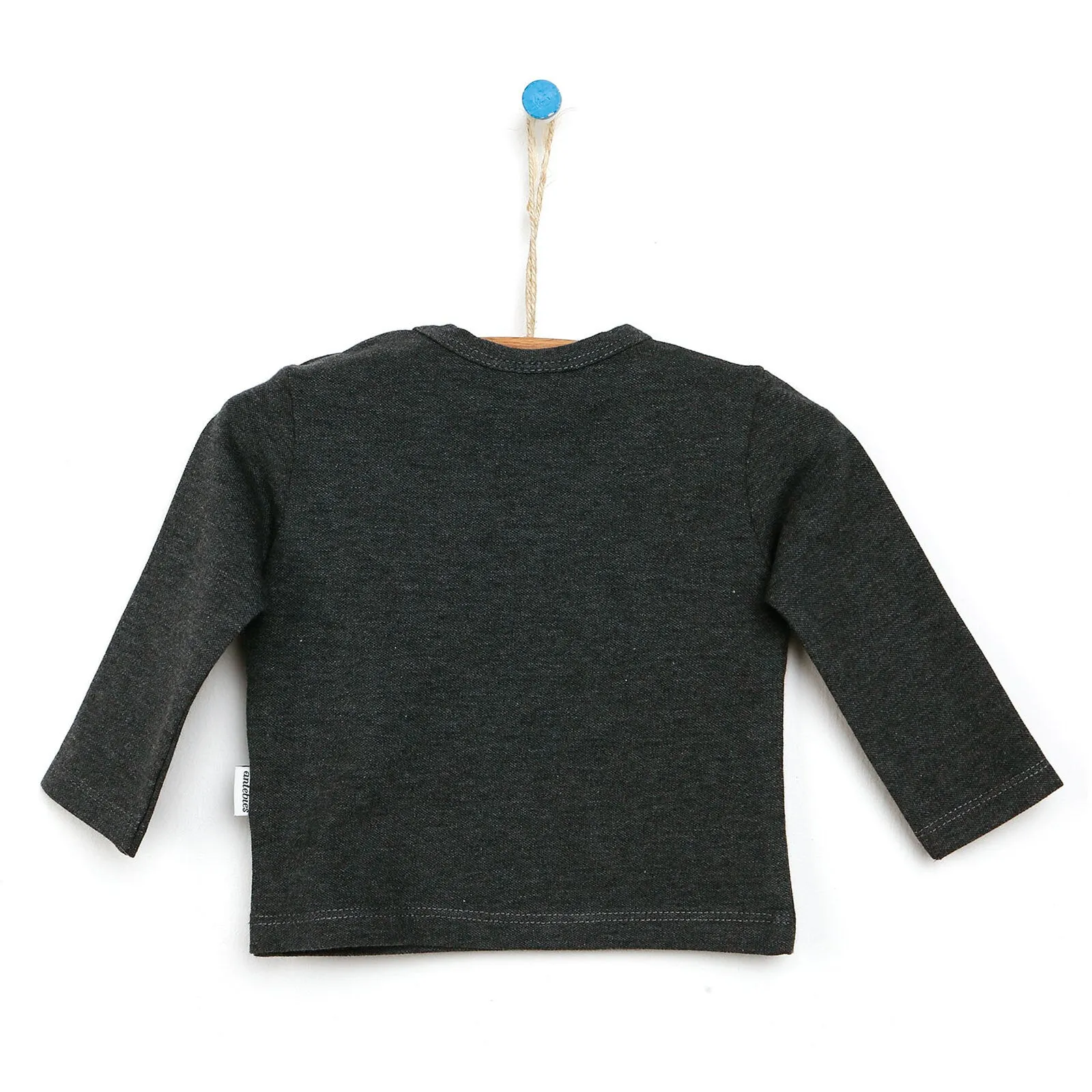 Antebies Newborn Penguin Organic Sweatshirt - Dark Grey