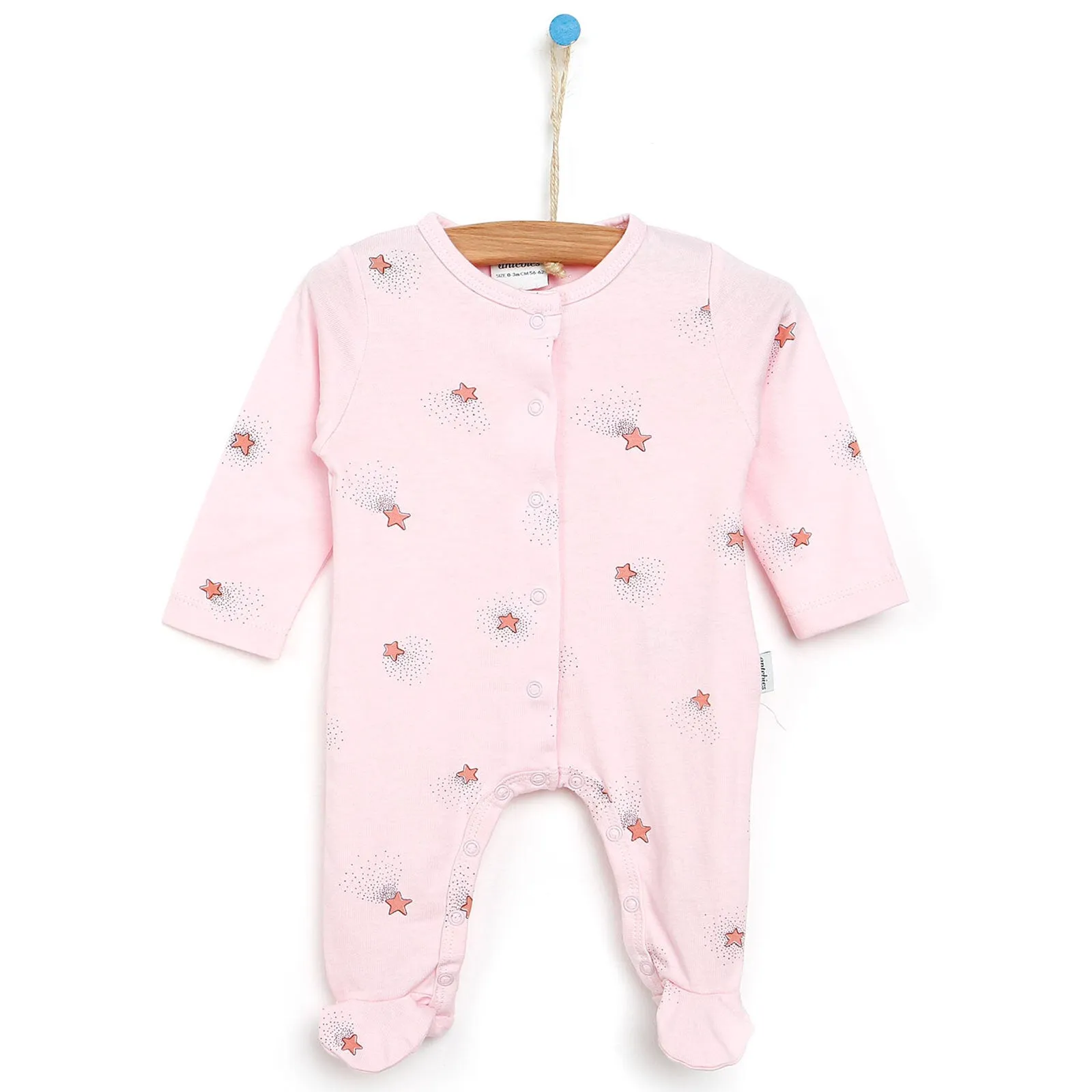 Antebies Newborn Stars Organic Footed Jumpsuit - Pink