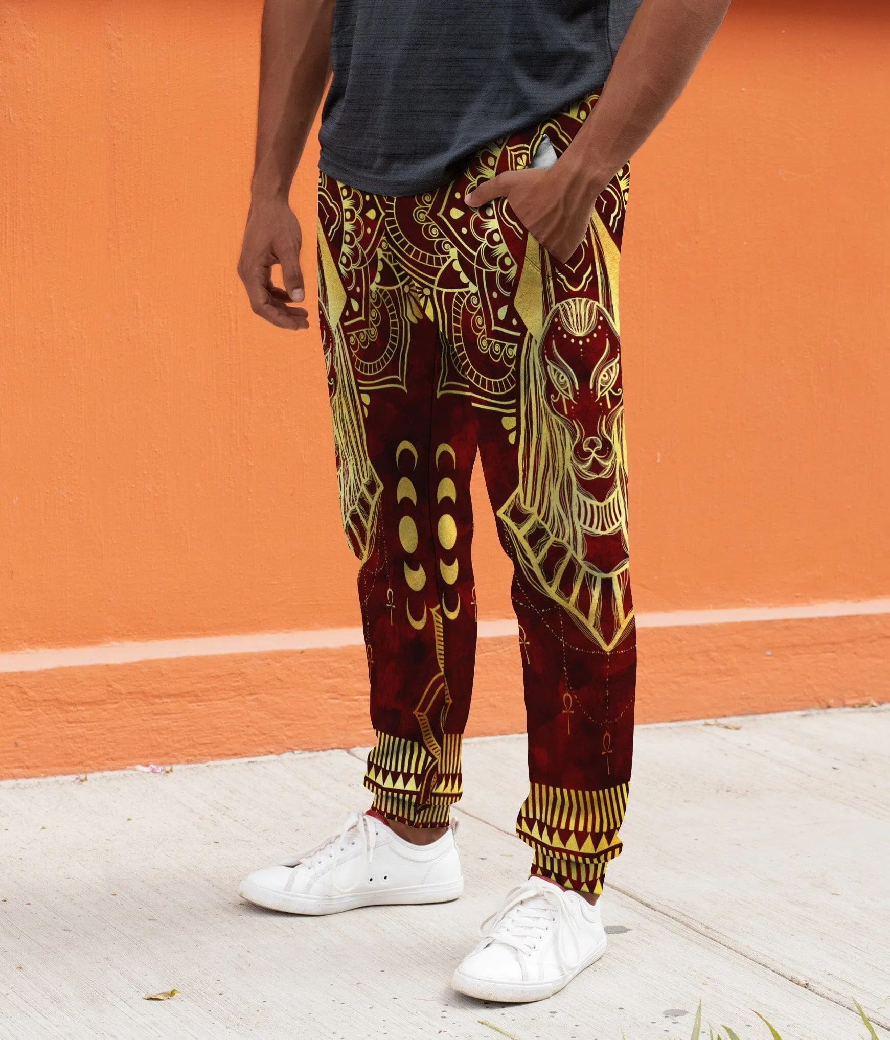 Anubis Pattern In Red Joggers