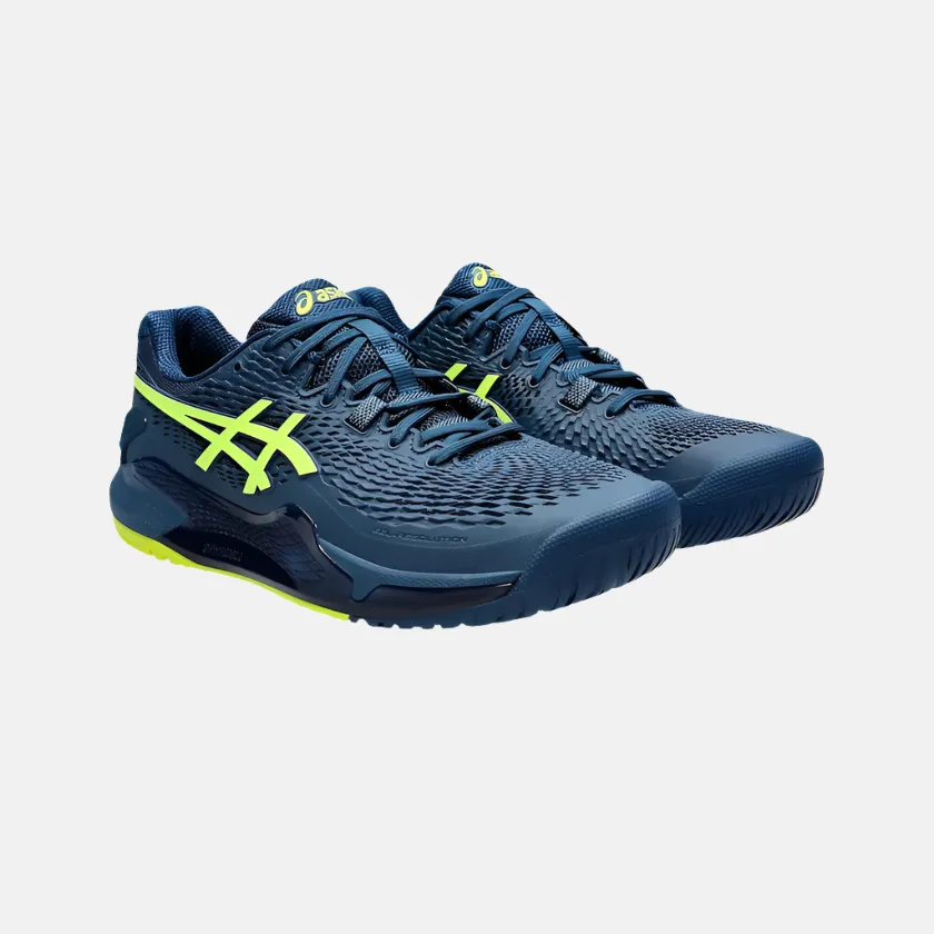 Asics Gel-Resolution 9 Men's Tennis Shoes - Mako Blue/Safety Yellow