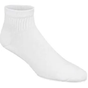 Athletic Socks, Quarter, White, Men's Medium, 3-Pk.