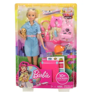 Barbie Doll with Puppy and Travel Accessories