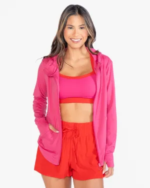 Bestie Zip Up Hoodie - Hibiscus