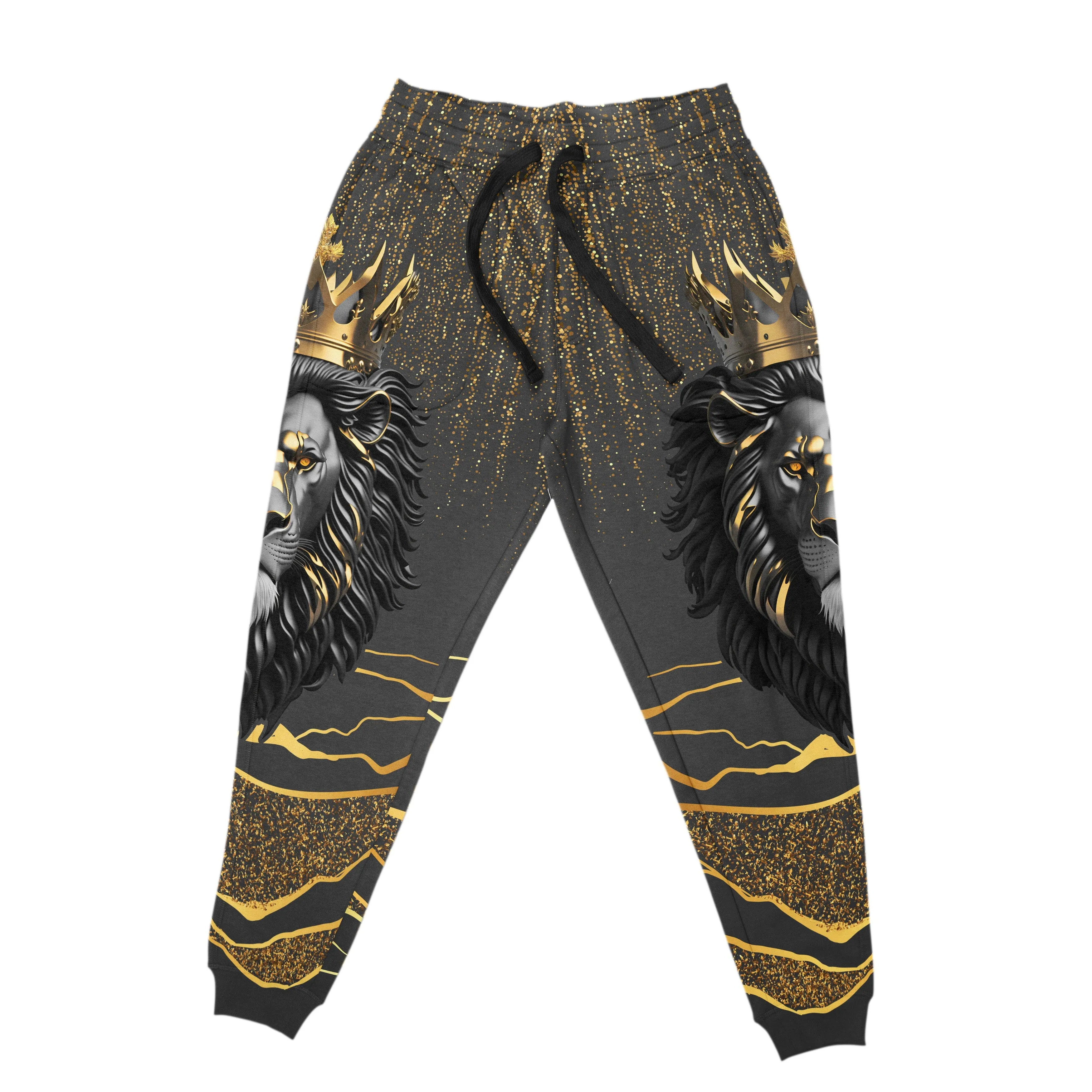 Black and Gold Lion Joggers