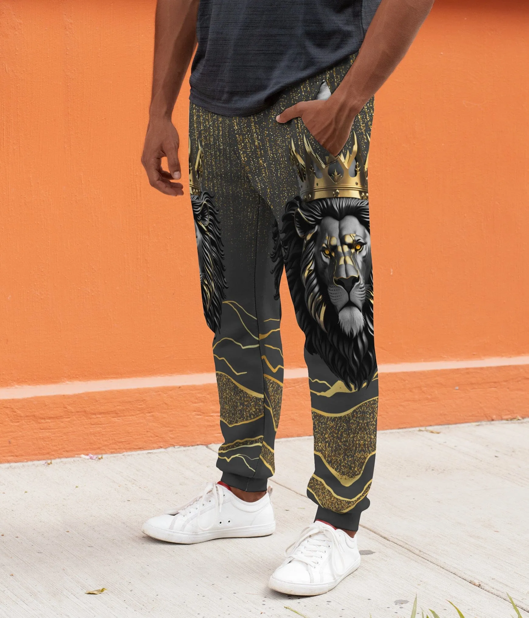 Black and Gold Lion Joggers