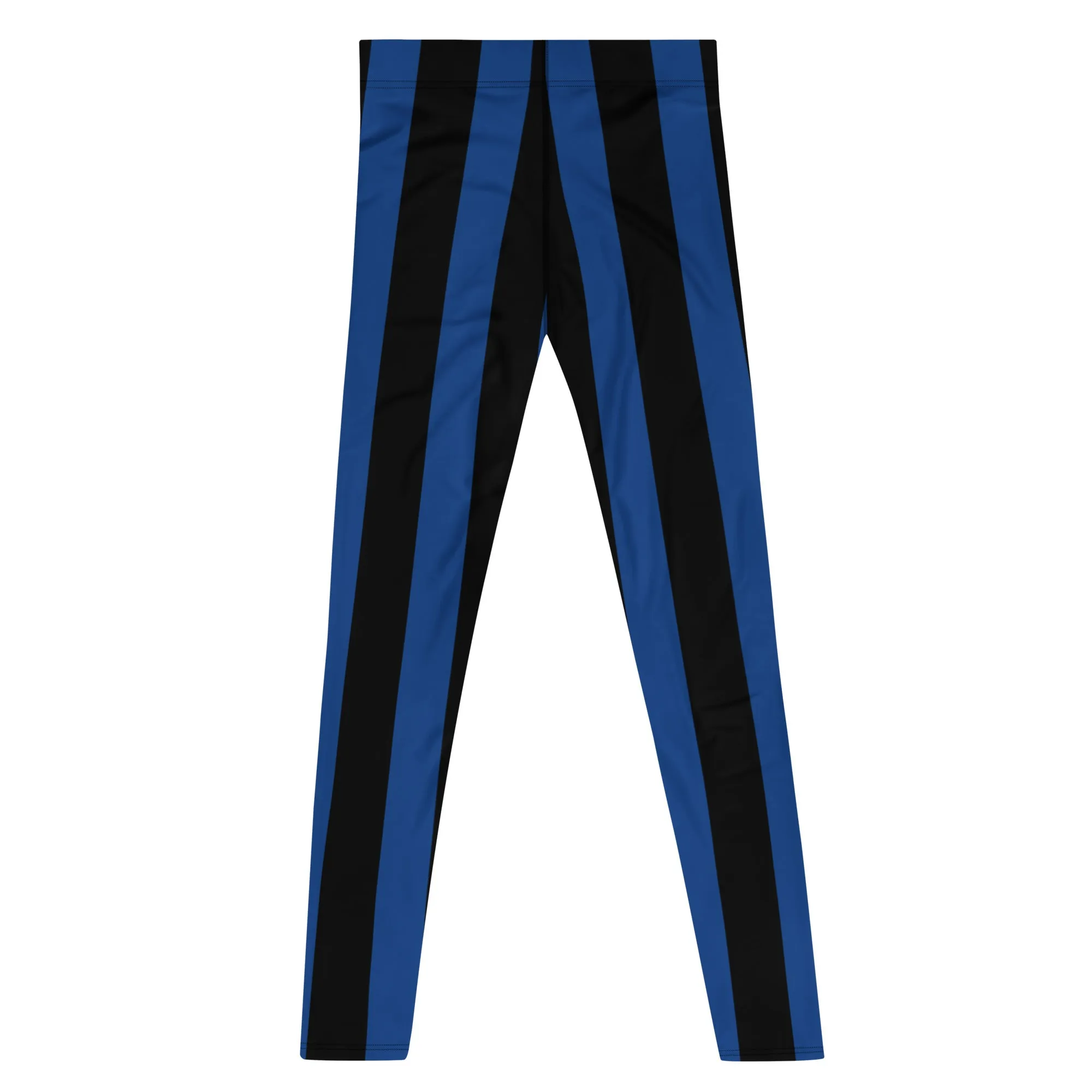 Blue Black Stripes Men's Leggings, Colorful Patterned Designer Best Men's Leggings - Made in USA/EU/MX