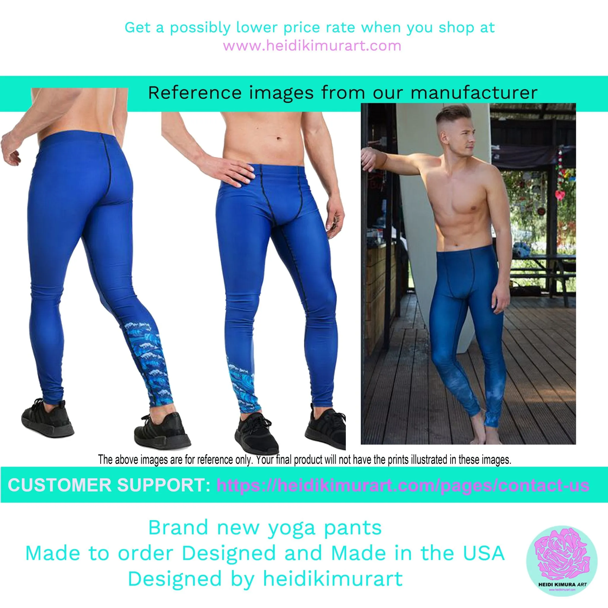 Blue Black Stripes Men's Leggings, Colorful Patterned Designer Best Men's Leggings - Made in USA/EU/MX