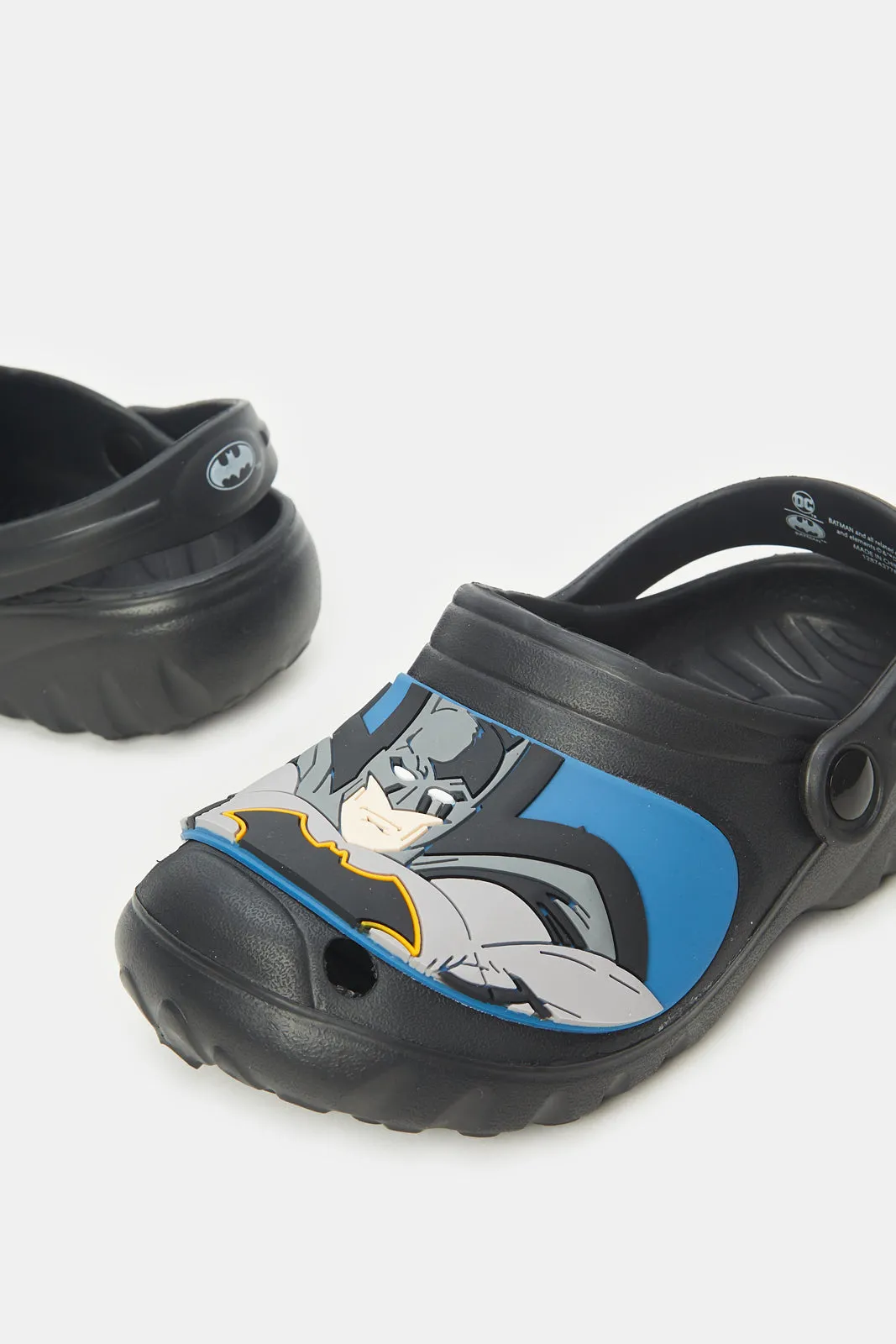 Boys Black Batman Embroidered Clogs