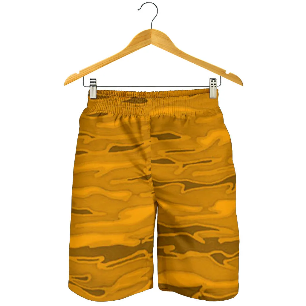 Burnt Yellow Camouflage Mens Shorts