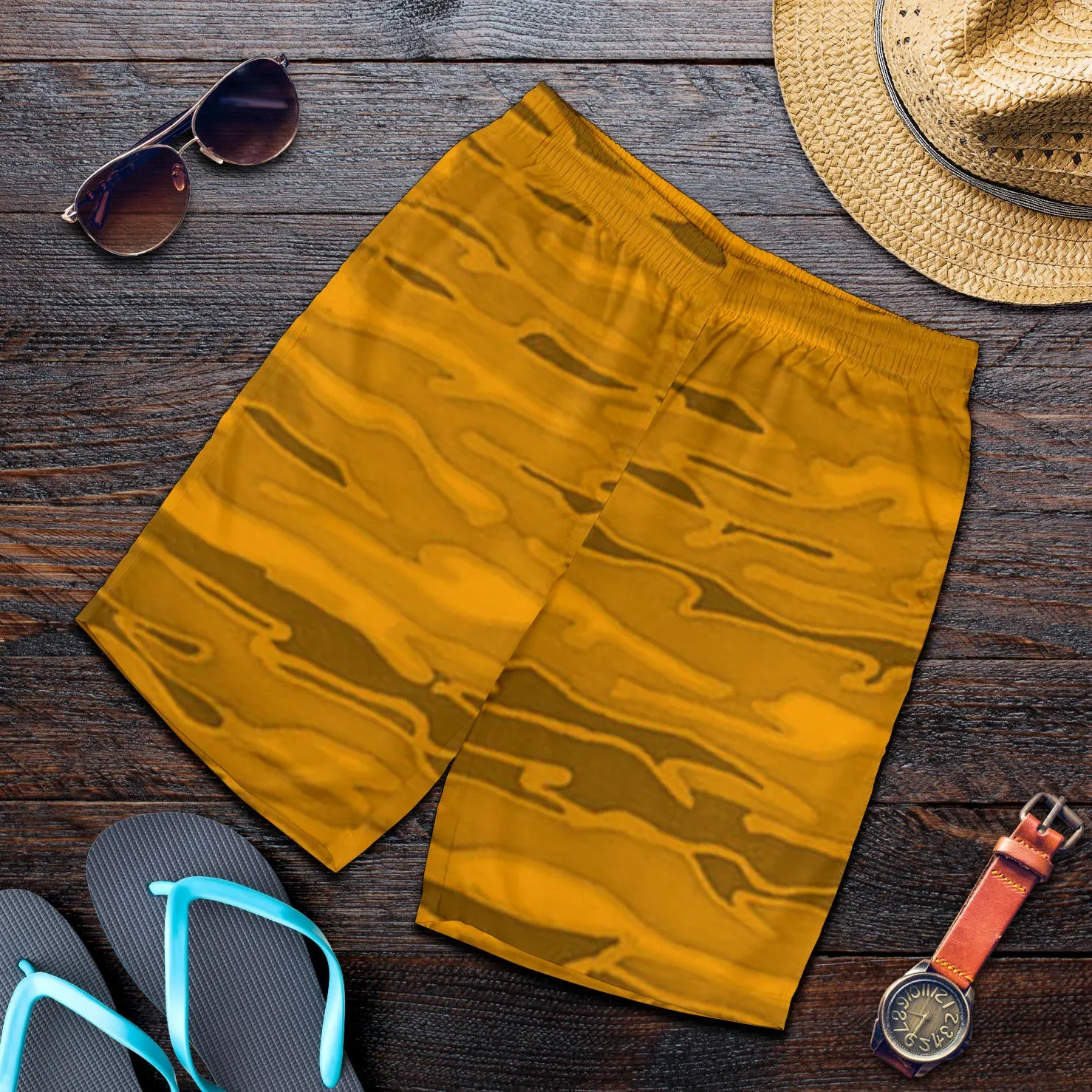 Burnt Yellow Camouflage Mens Shorts