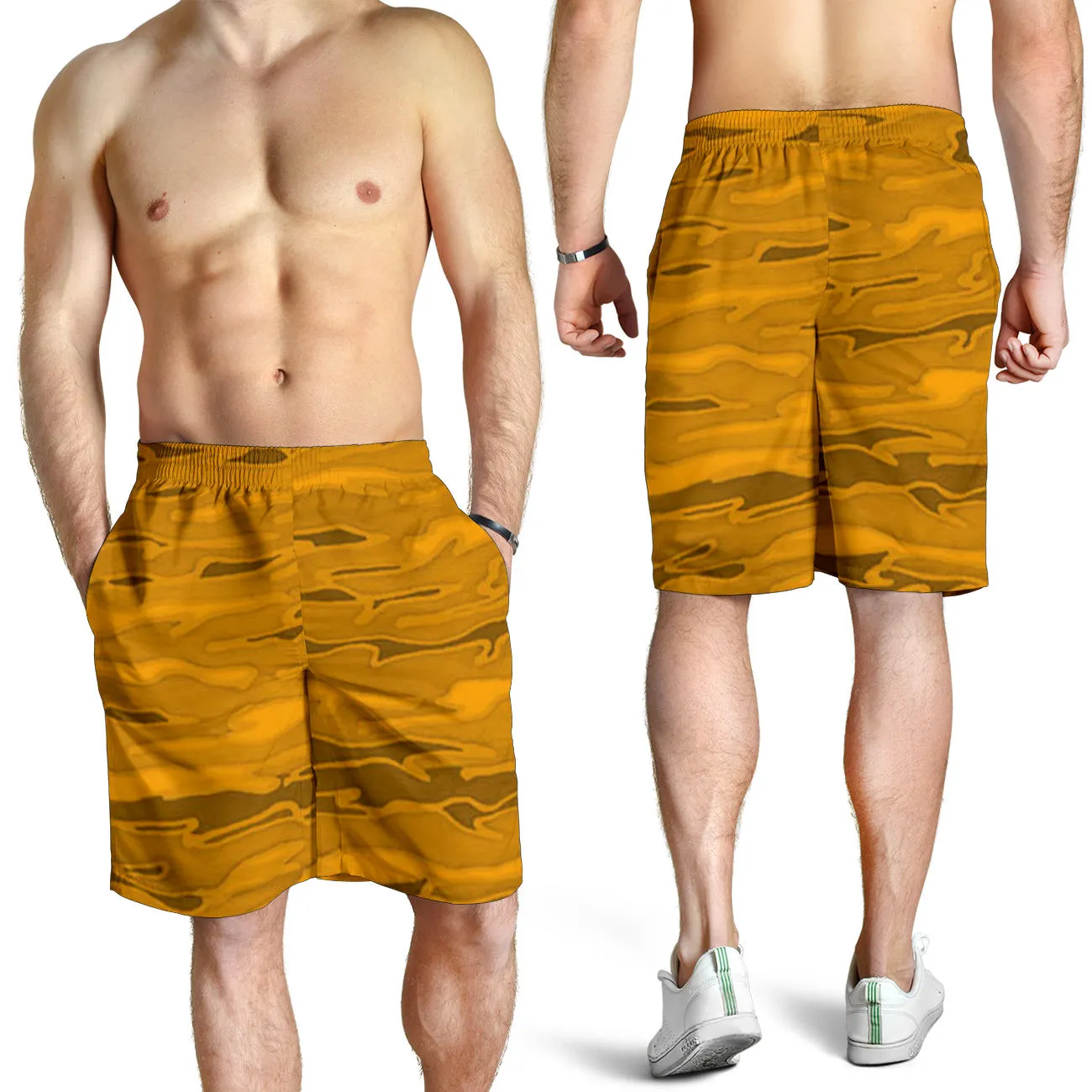 Burnt Yellow Camouflage Mens Shorts