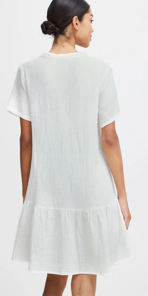 B.Young Loose Cotton Dress, white