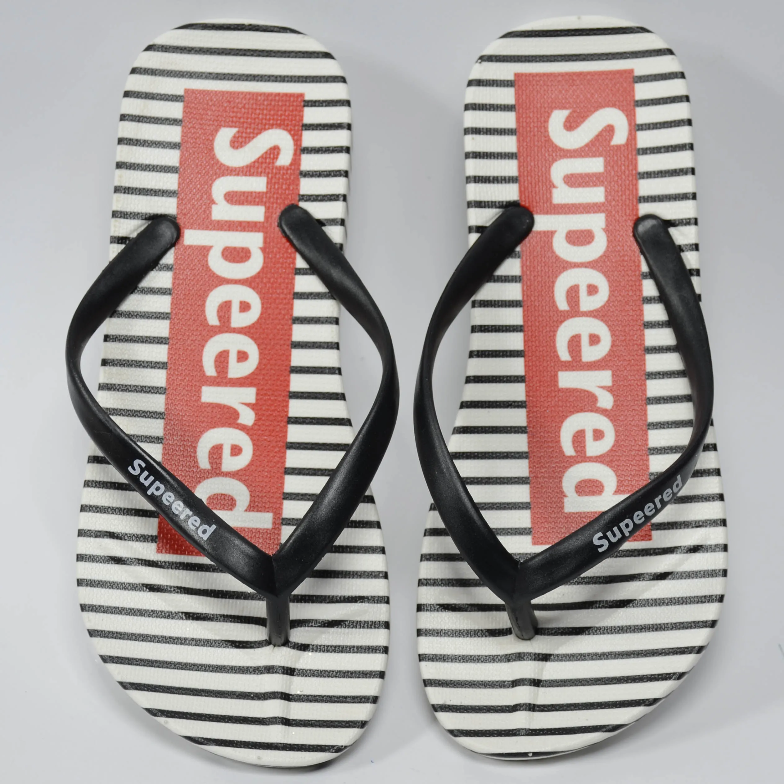 C1626B W-MARK Comfortable Supeered Red & White/Black Flip Flop