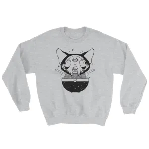 Cat Skull Ramen Noodles Sweatshirt, Gray