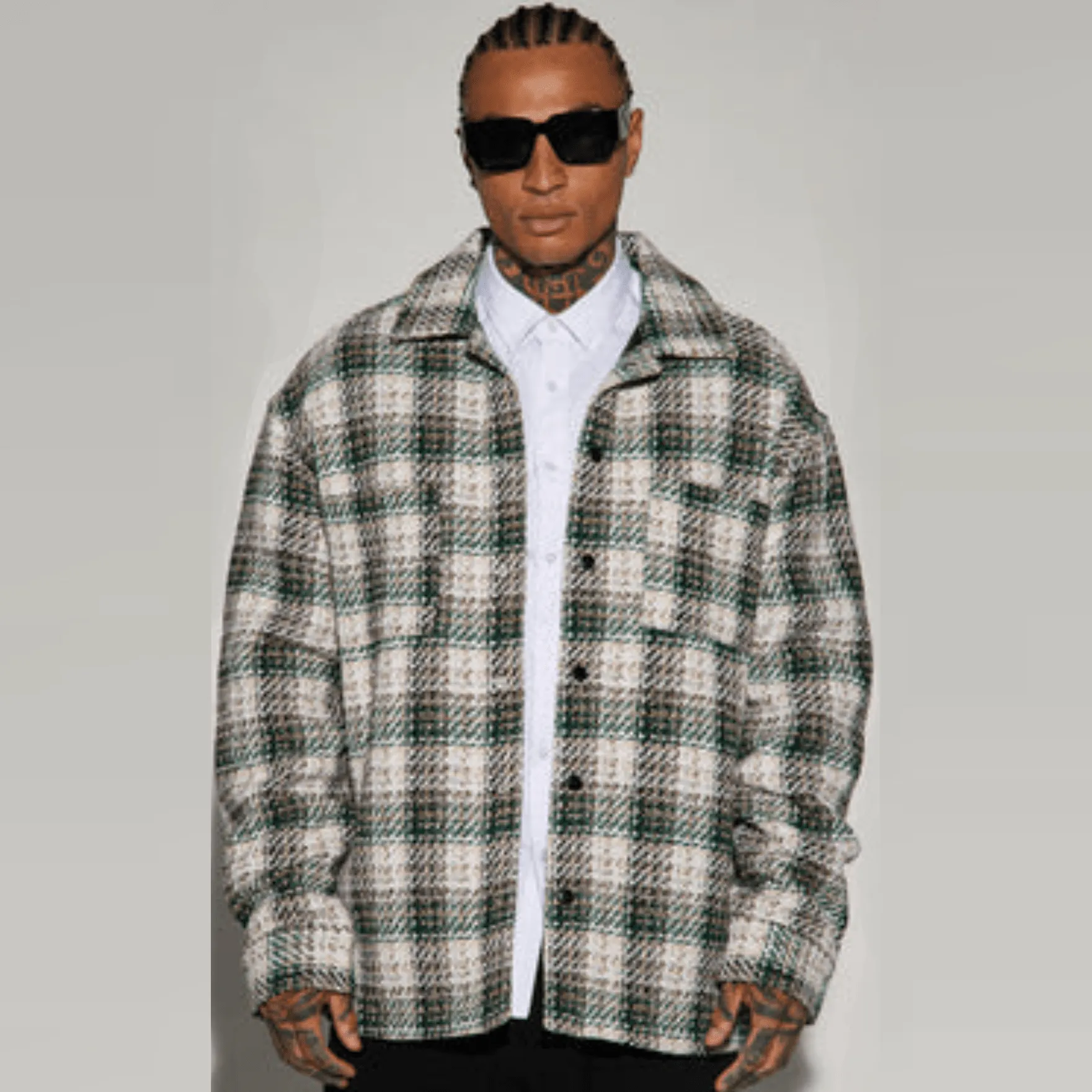 Cream and Green - Quilted Flannel Jacket