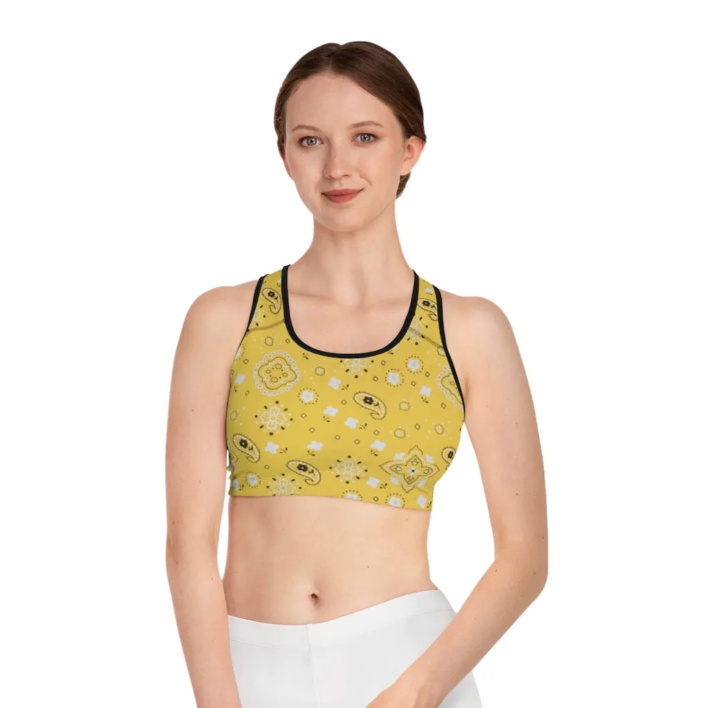 Crowgodshi Designer Yellow Colors Sports Bra