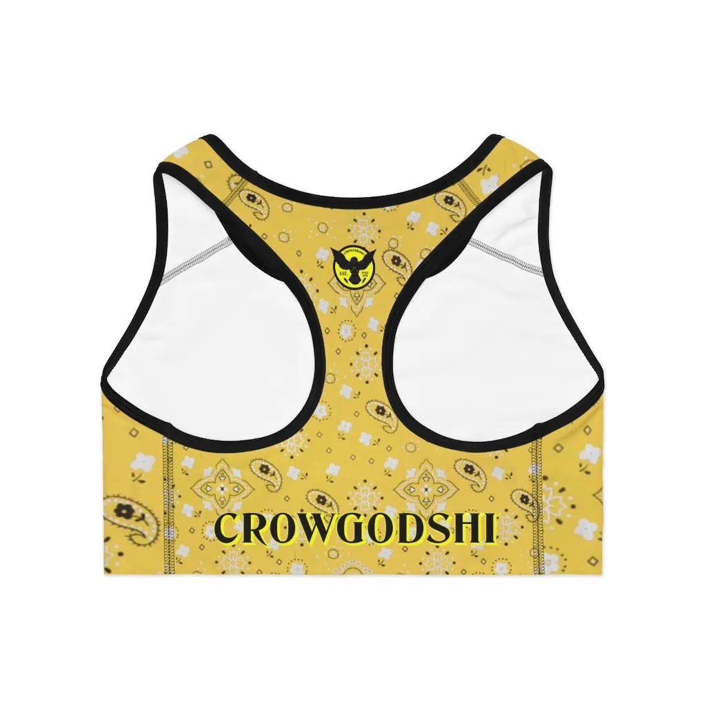 Crowgodshi Designer Yellow Colors Sports Bra