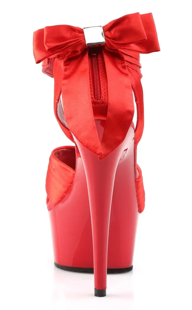 DELIGHT-668 Red Satin Platform Heels