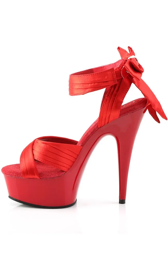 DELIGHT-668 Red Satin Platform Heels