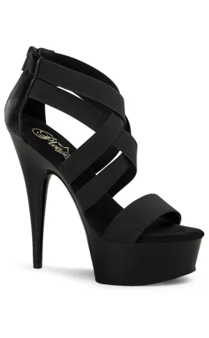 DELIGHT-669 Black Strappy Platform Heels