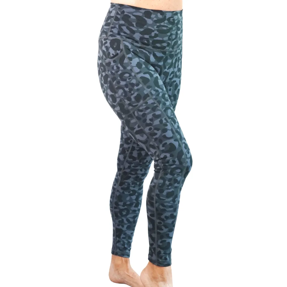 Denise Austin's High Waist Leopard Yoga Leggings with Pockets - Soft Tummy Control Workout Pants