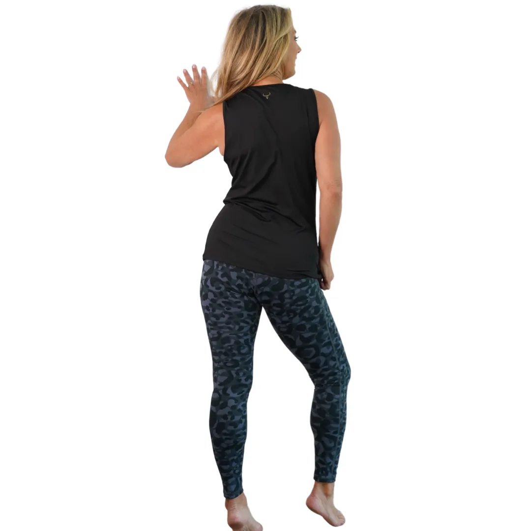 Denise Austin's High Waist Leopard Yoga Leggings with Pockets - Soft Tummy Control Workout Pants