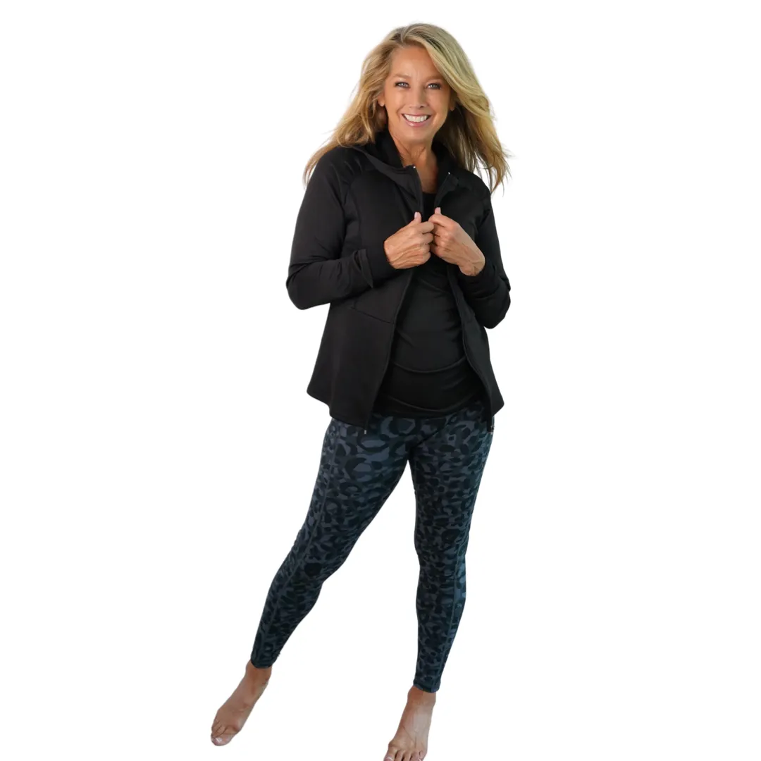 Denise Austin's High Waist Leopard Yoga Leggings with Pockets - Soft Tummy Control Workout Pants