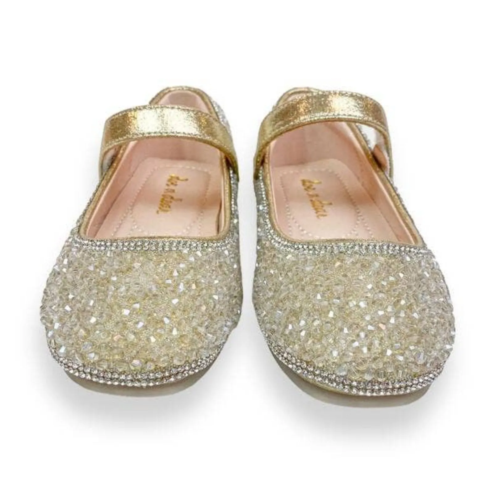 Doe a Dear Gold Stone Flat Girls Dress Shoes