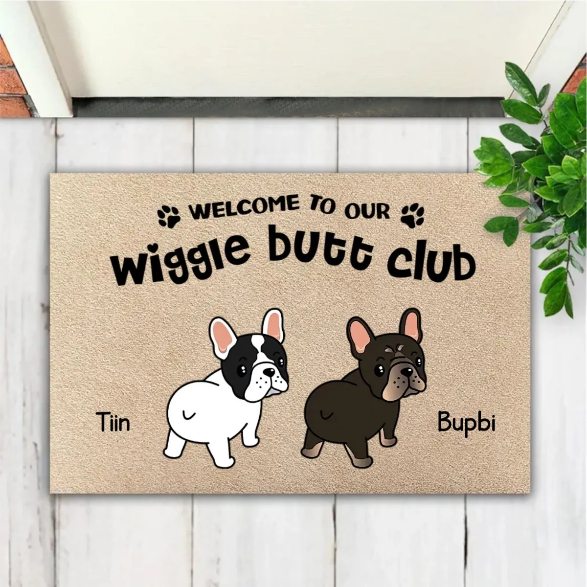 Dog Lover - Frenchie Wiggle Butt Club Dog - Personalized Doormat