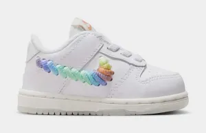 Dunk Low SE Rainbow Swoosh Infant Toddler Lifestyle Shoes (White/Multi Color/Dark Pony/Light Silver)