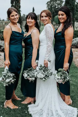 Elegant Spaghetti Strap Dark Green Bridesmaid Dress