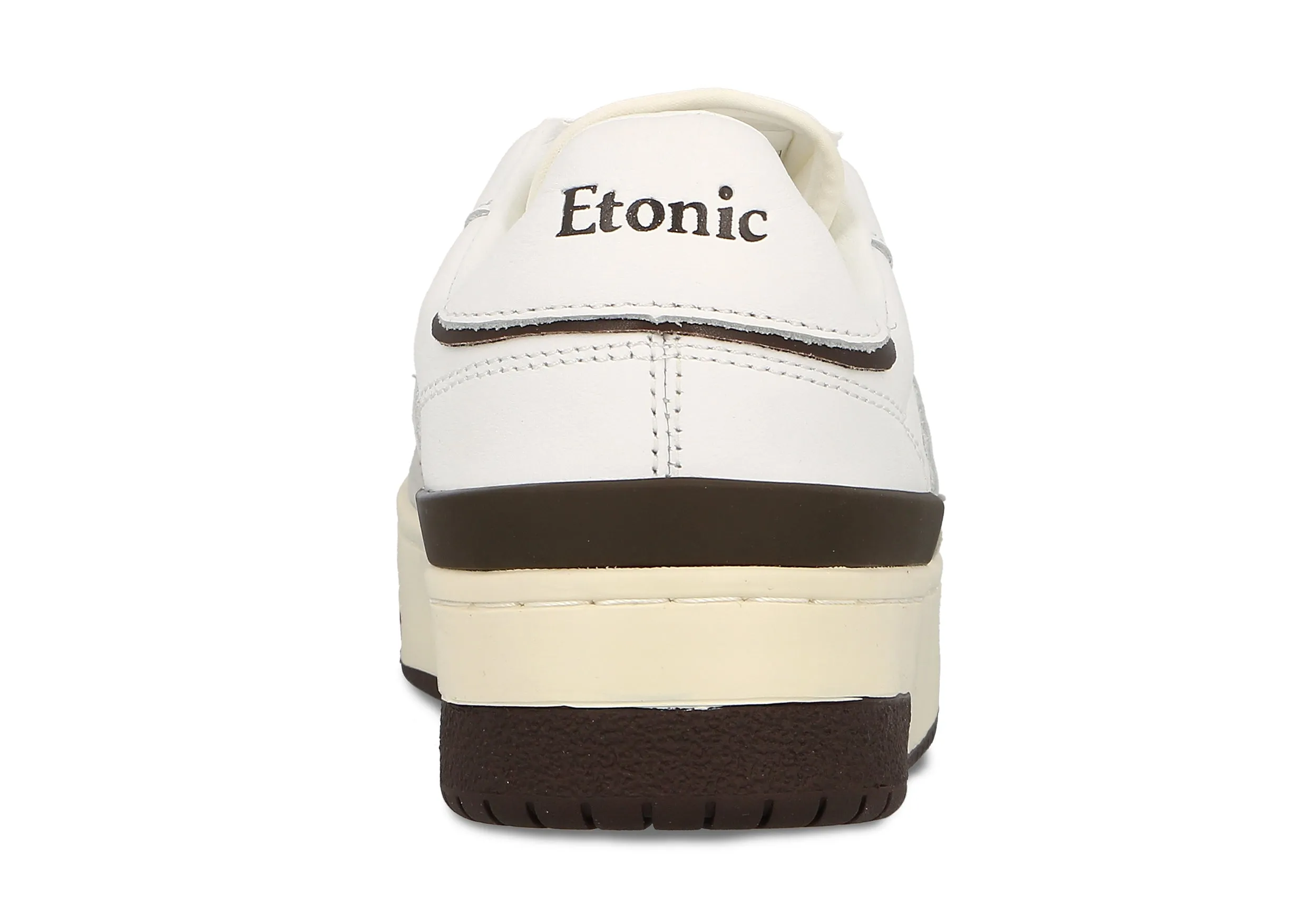 Etonic B481 sneakers in white leather and light grey suede with brown inserts and details.