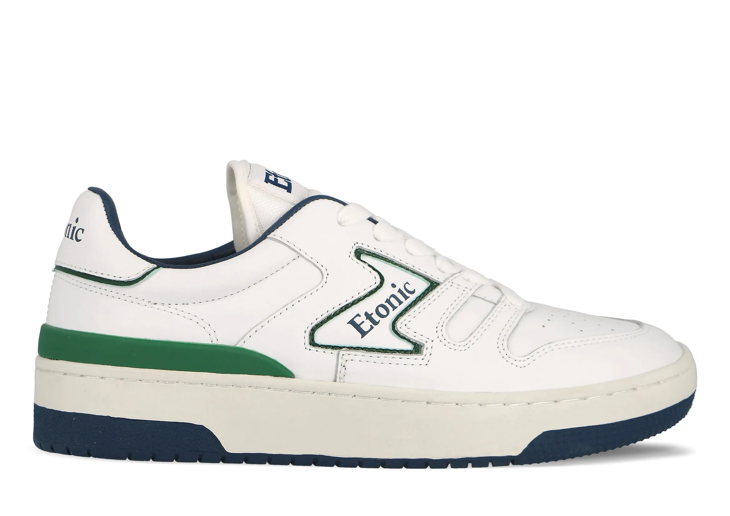 Etonic B481 sneakers in white leather with green and blue details