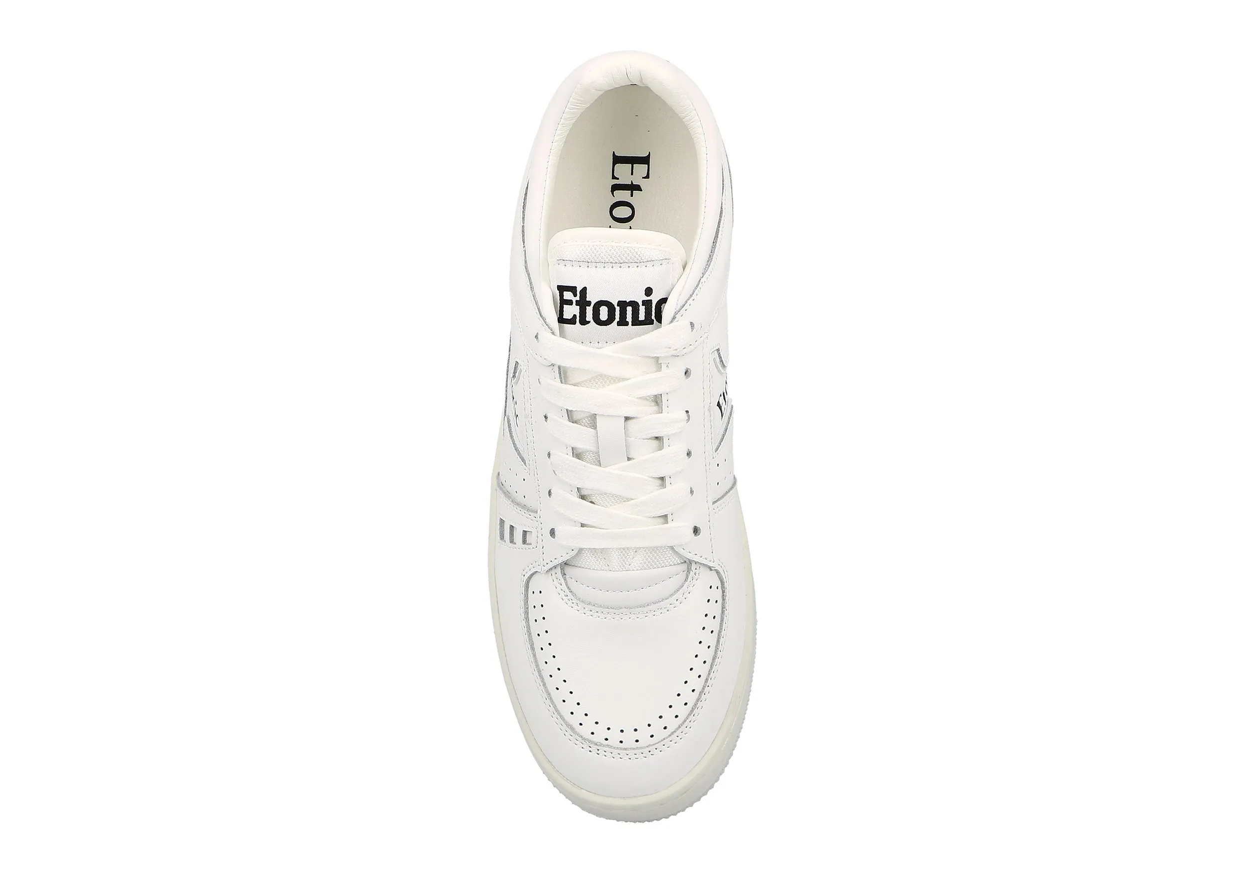 Etonic B509 sneakers in white leather with black details and off white outsole.