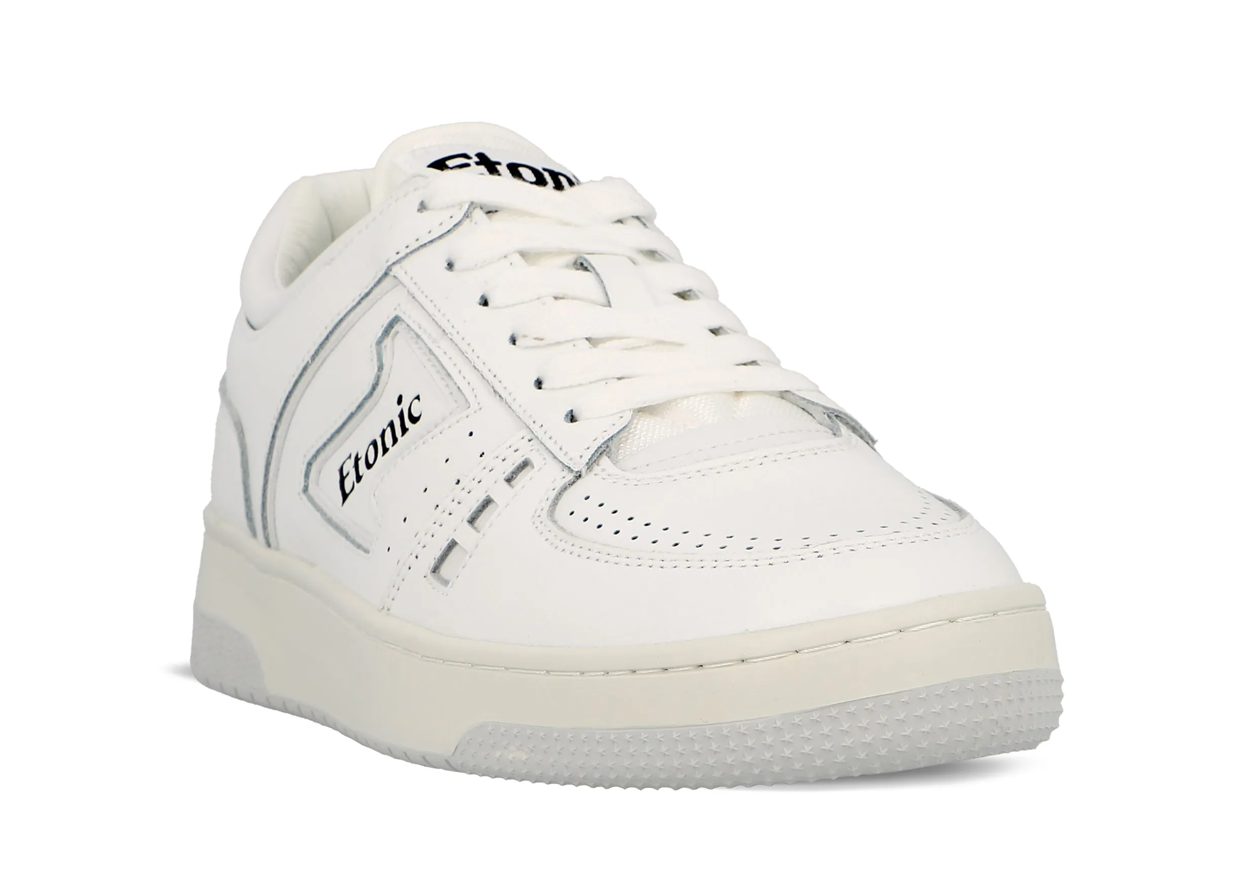 Etonic B509 sneakers in white leather with black details and off white outsole.