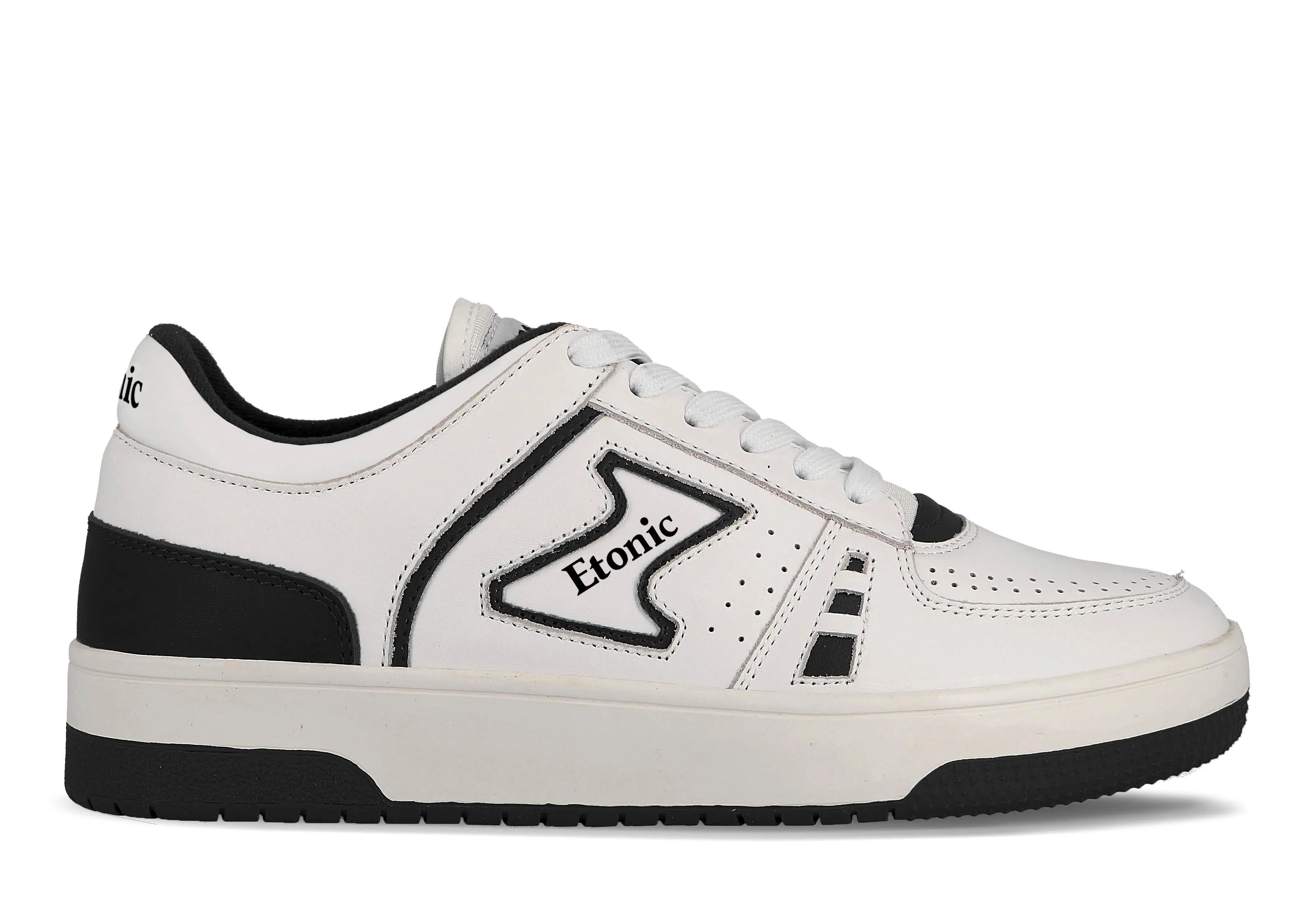 Etonic B509 sneakers in white leather with white canvas collar and black details