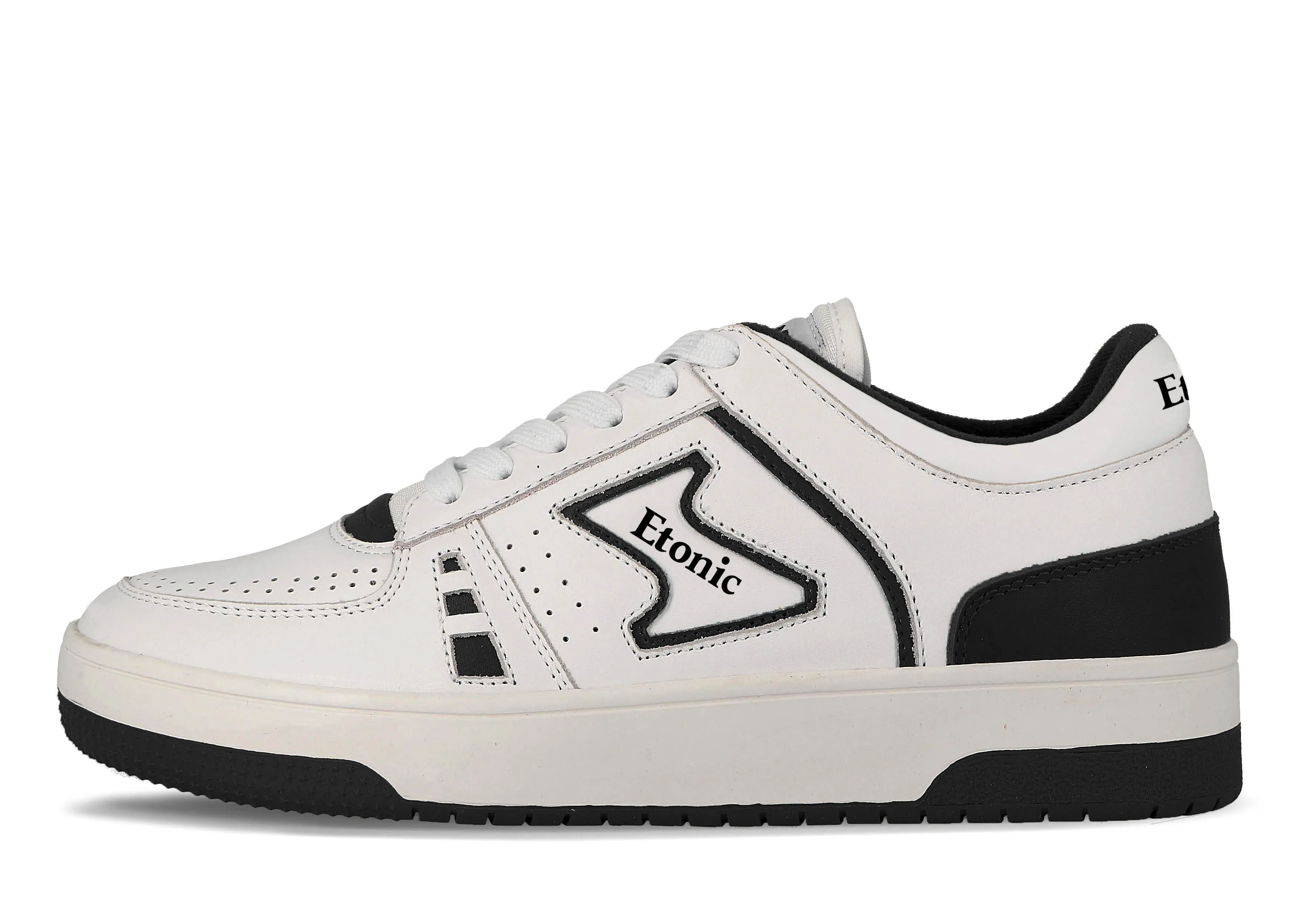 Etonic B509 sneakers in white leather with white canvas collar and black details