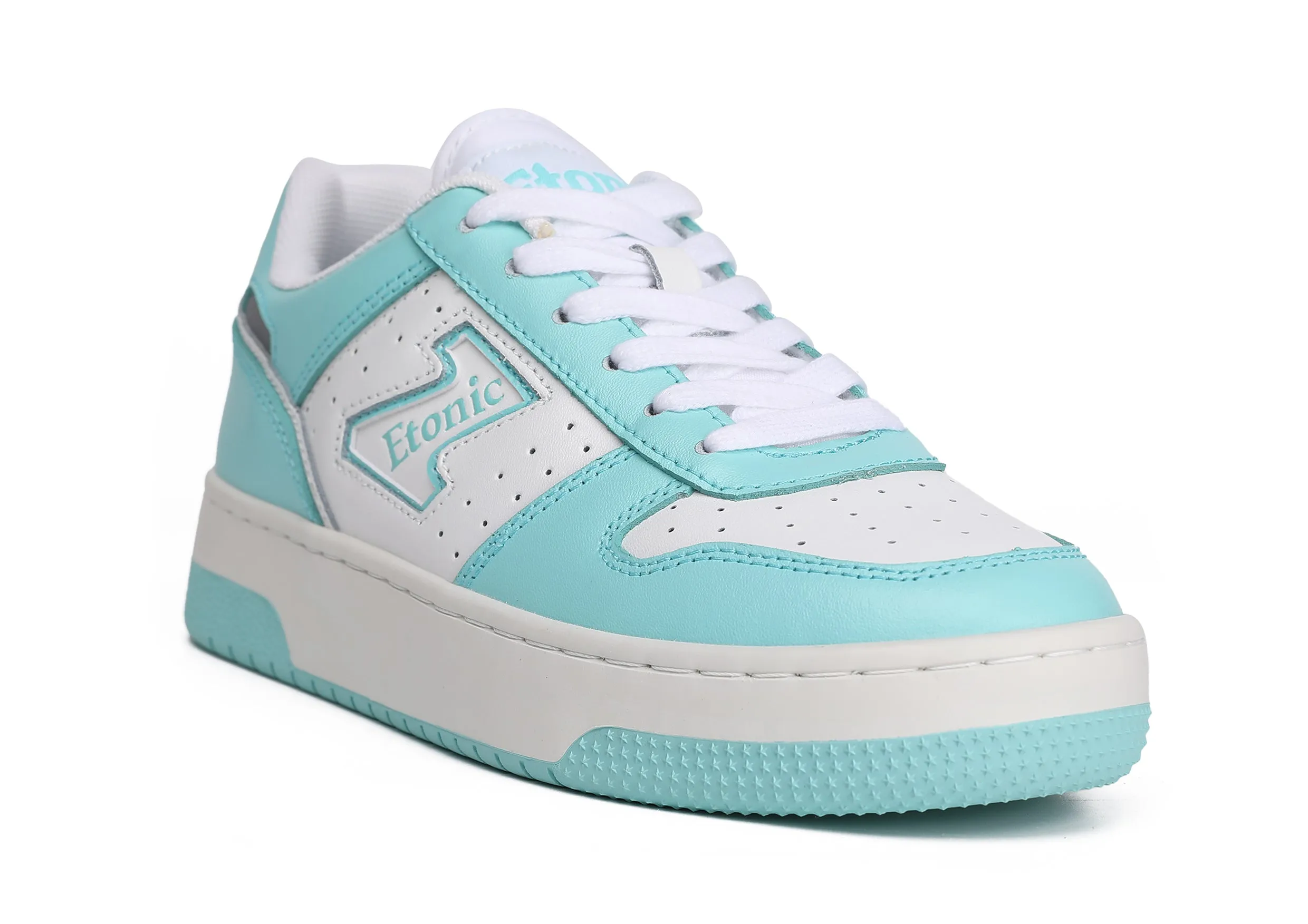 Etonic THE DREAM sneakers in white and turquoise leather.