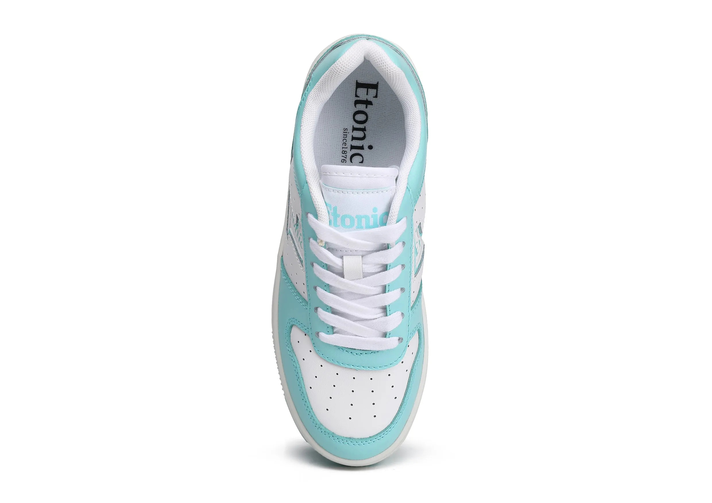 Etonic THE DREAM sneakers in white and turquoise leather.