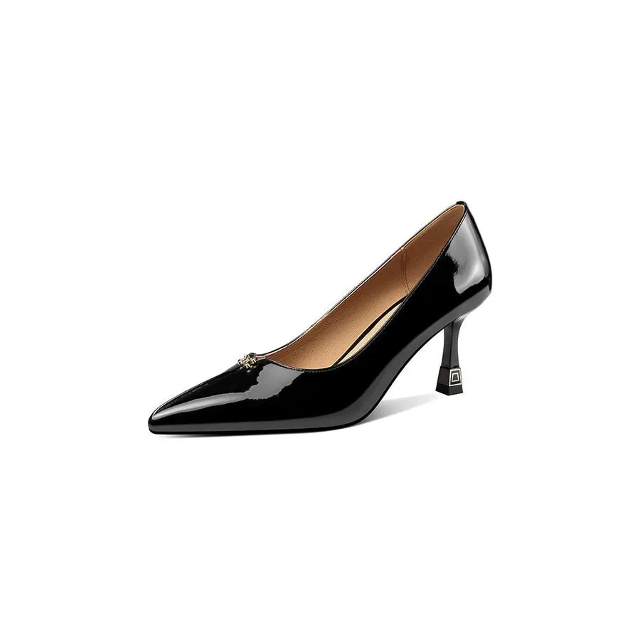 Exquisite Cow Leather Pointed Toe Thin Heels