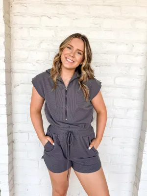 Fast Break Romper Charcoal